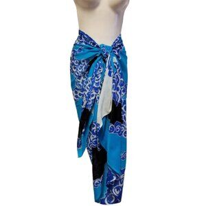 Womens Sarong Cotton Wrap, Handpainted Batik Wrapskirt Beach Pareo Beachwear-NEW
